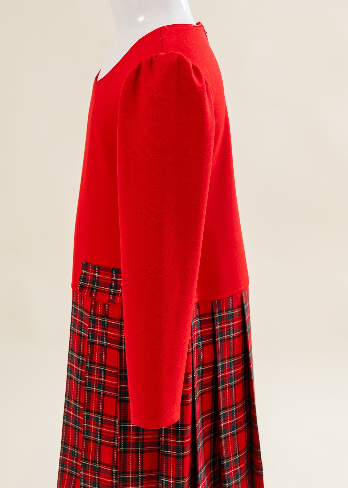 Rochita Rosie Dreapta Fusta Carouri Rosu Cu Verde AnneBebe