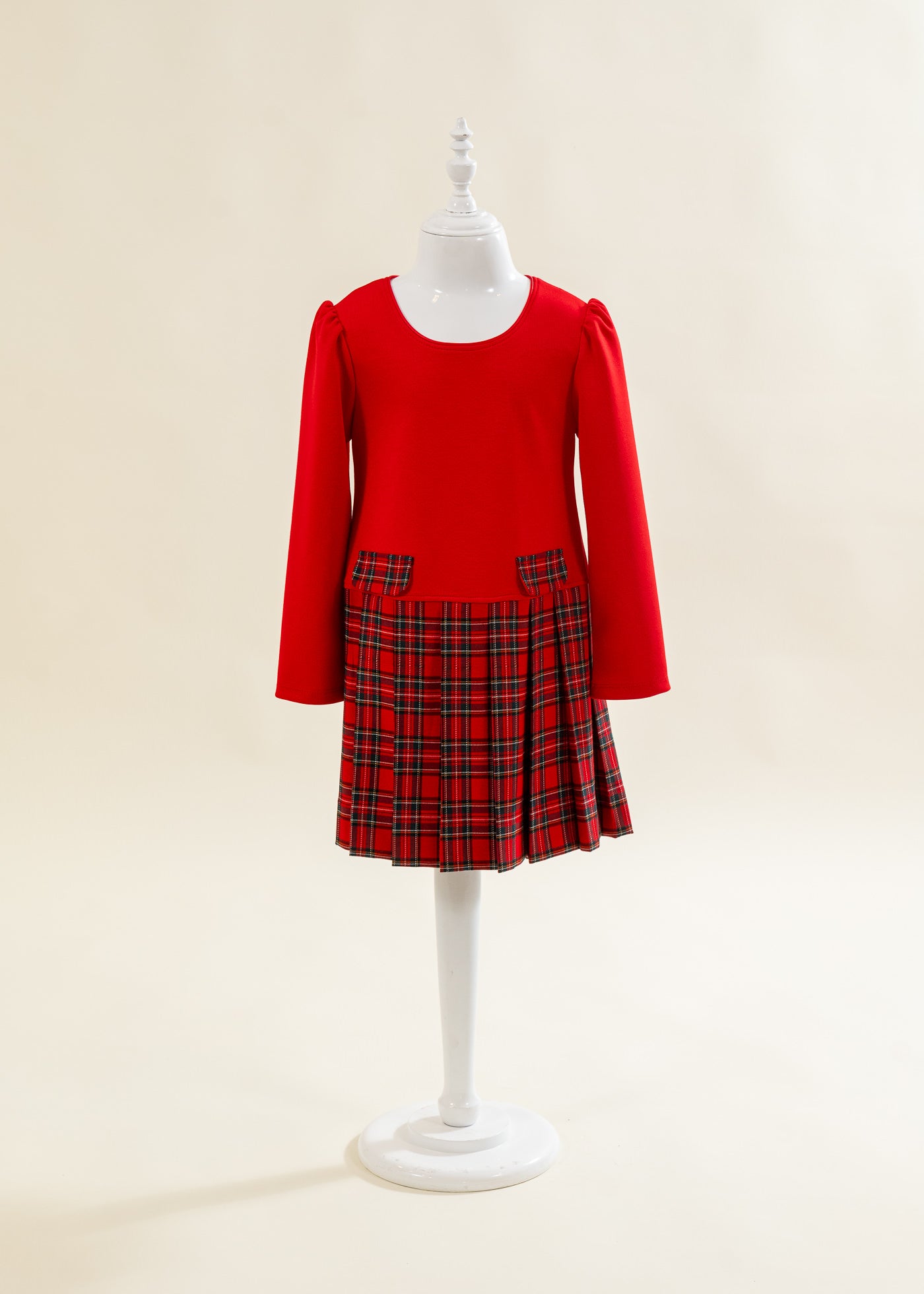 Rochita Rosie Dreapta Fusta Carouri Rosu Cu Verde AnneBebe