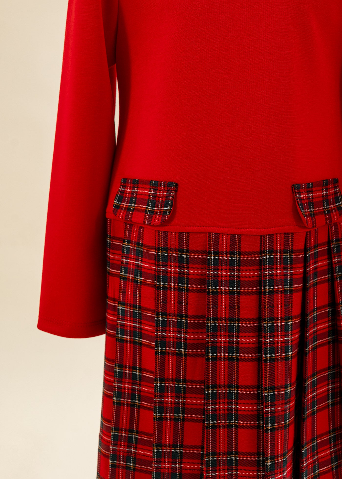 Rochita Rosie Dreapta Fusta Carouri Rosu Cu Verde AnneBebe