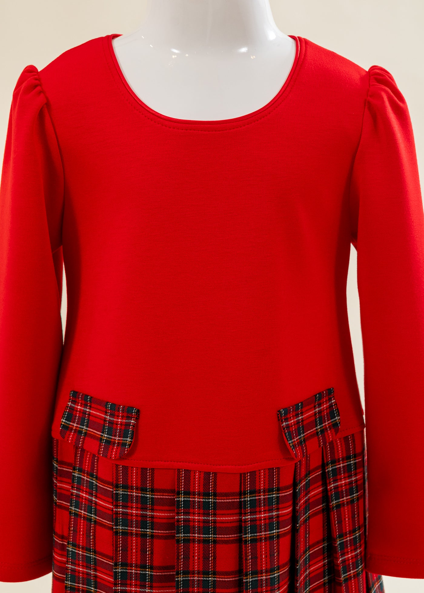 Rochita Rosie Dreapta Fusta Carouri Rosu Cu Verde AnneBebe