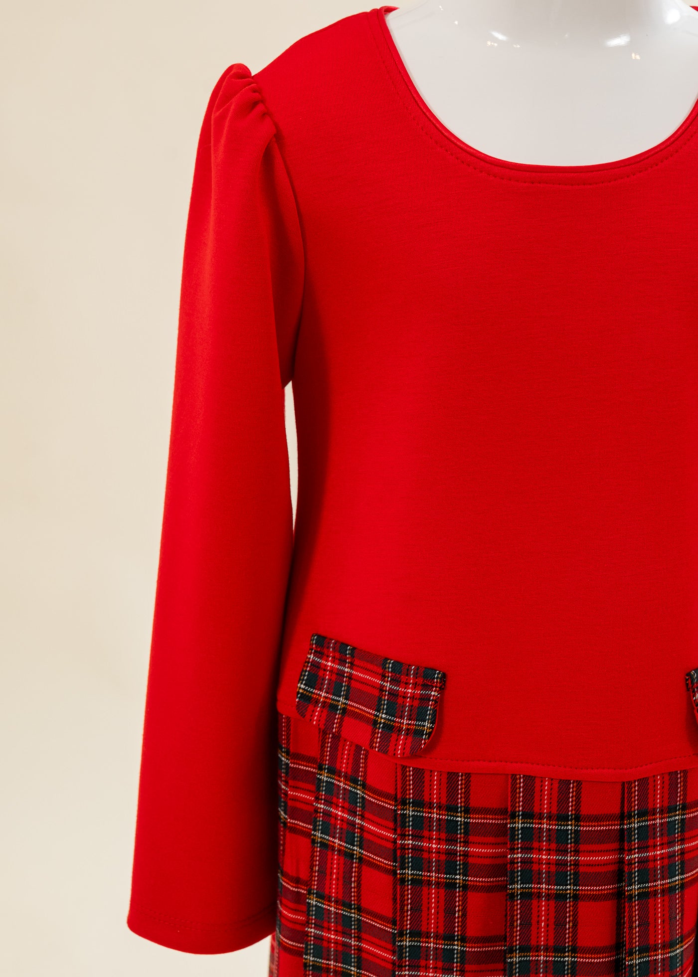 Rochita Rosie Dreapta Fusta Carouri Rosu Cu Verde AnneBebe