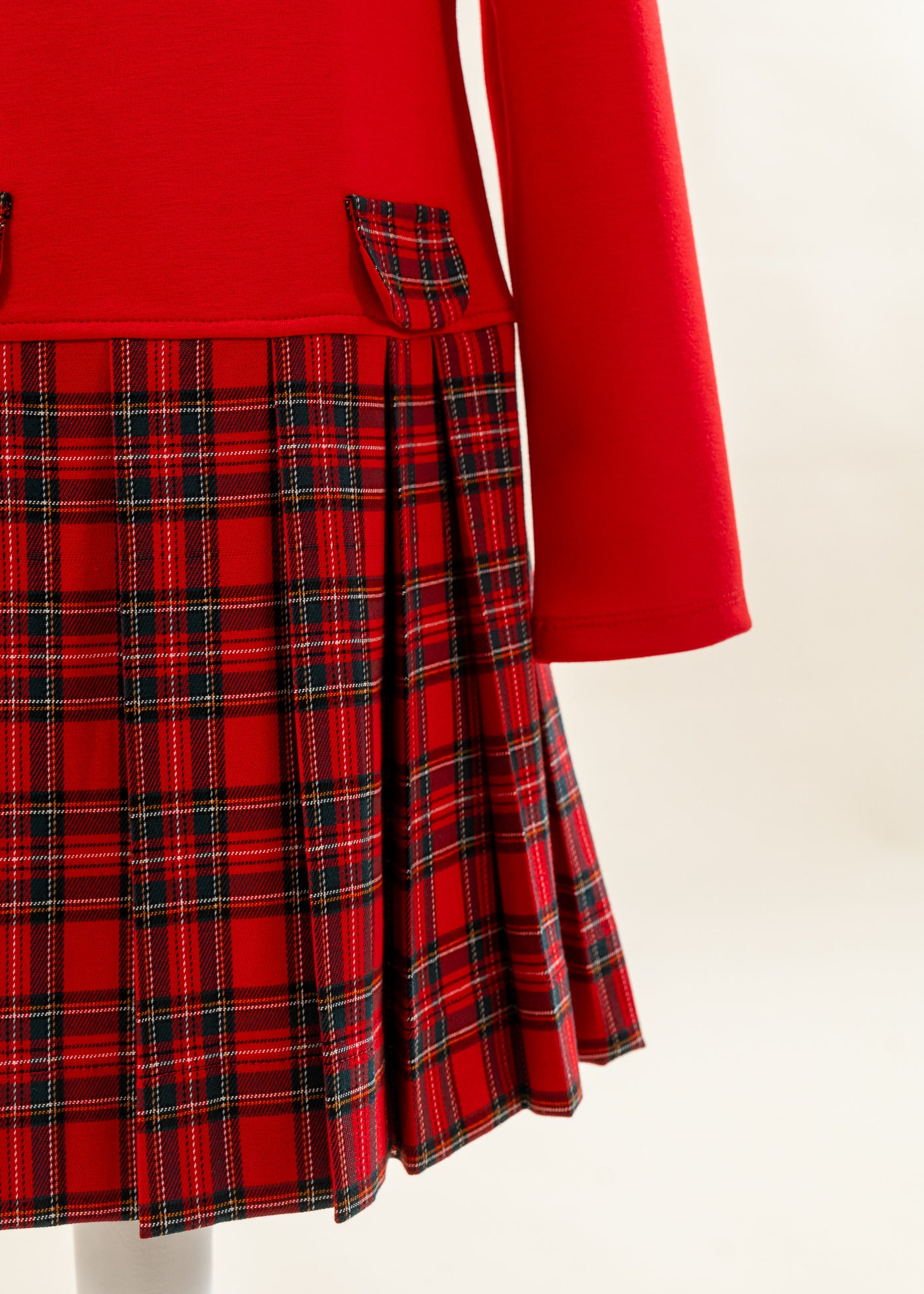 Rochita Rosie Dreapta Fusta Carouri Rosu Cu Verde AnneBebe