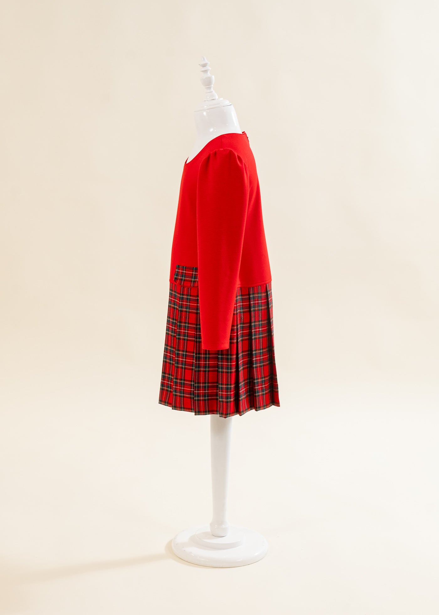 Rochita Rosie Dreapta Fusta Carouri Rosu Cu Verde AnneBebe