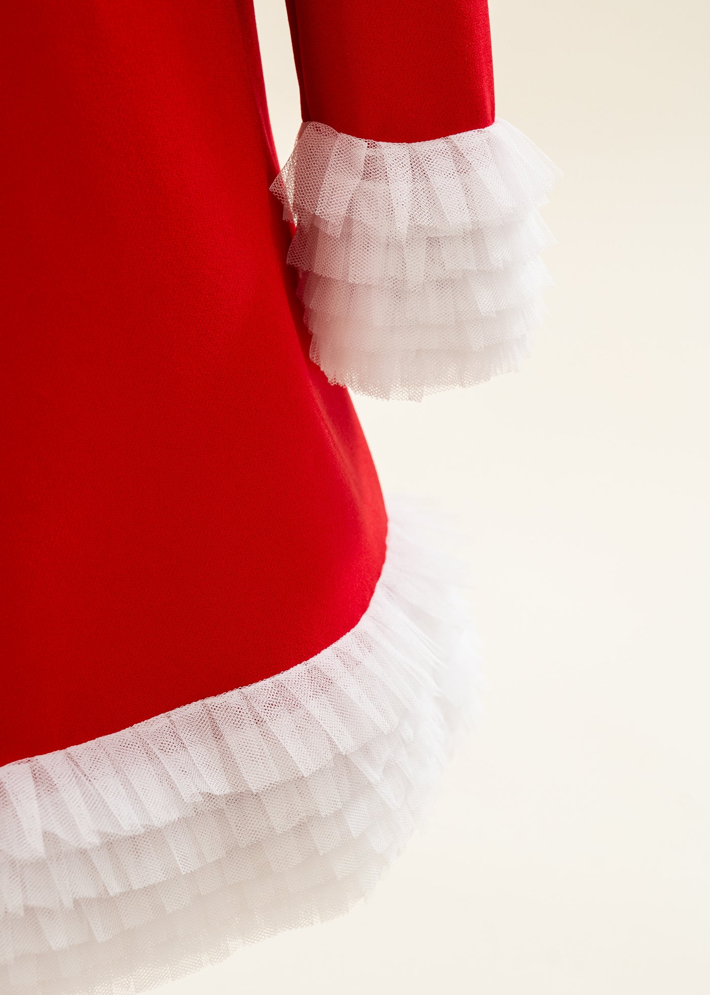 Rochita Rosie Cu Volanase Plisate Tull Crem AnneBebe