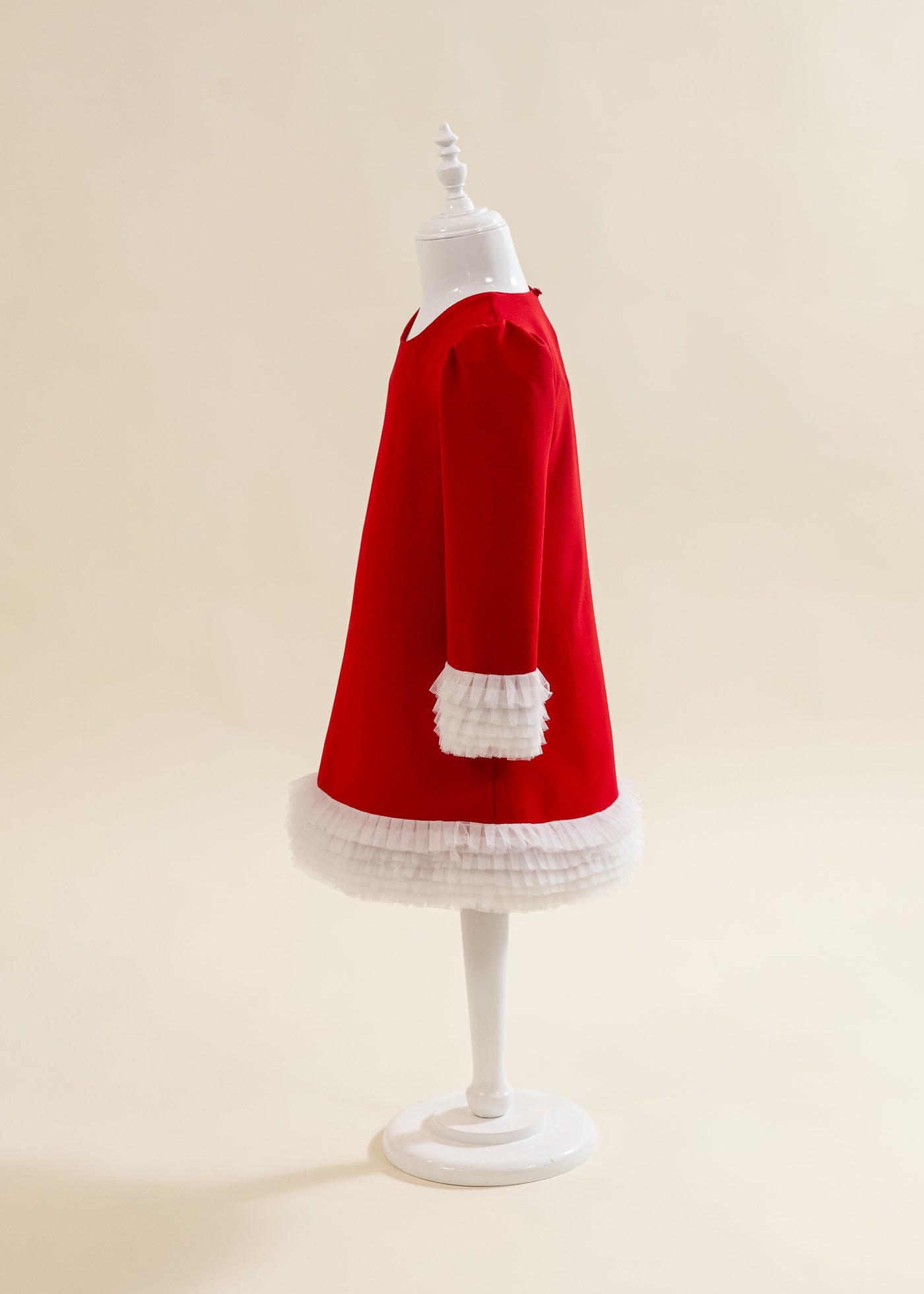 Rochita Rosie Cu Volanase Plisate Tull Crem AnneBebe