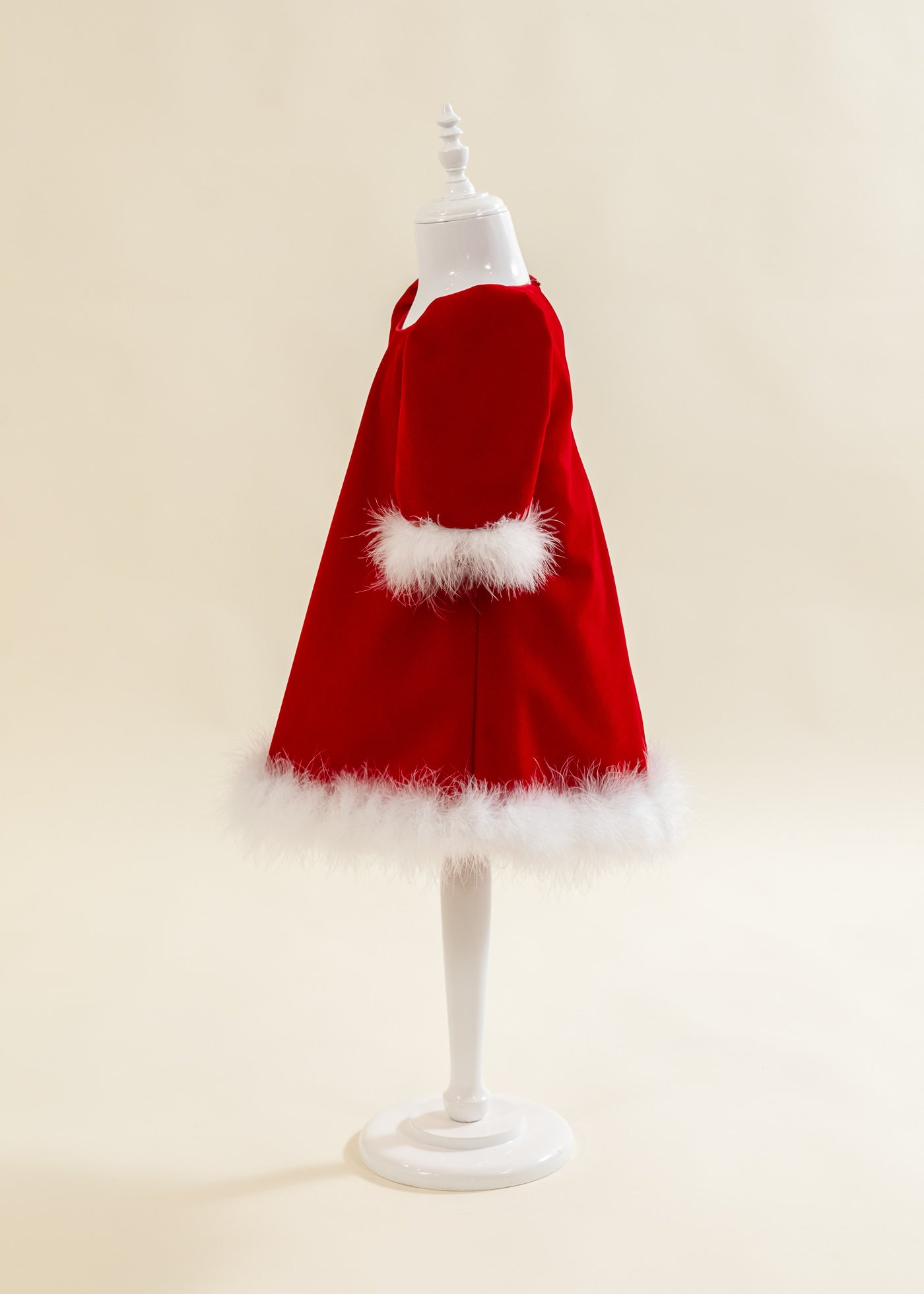 Rochie Craciunita De Catifea Rosie Cu Fulgi AnneBebe