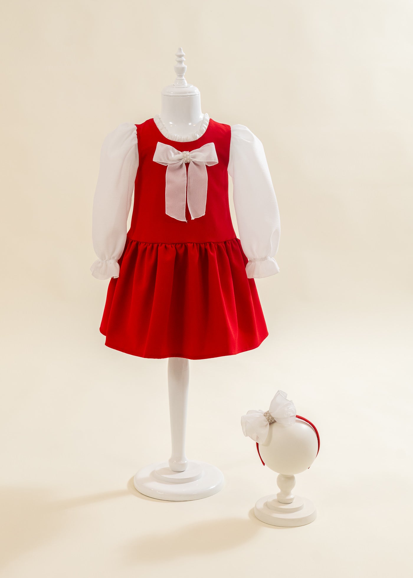 Rochita Rosie Funda Crem Cu Perle AnneBebe