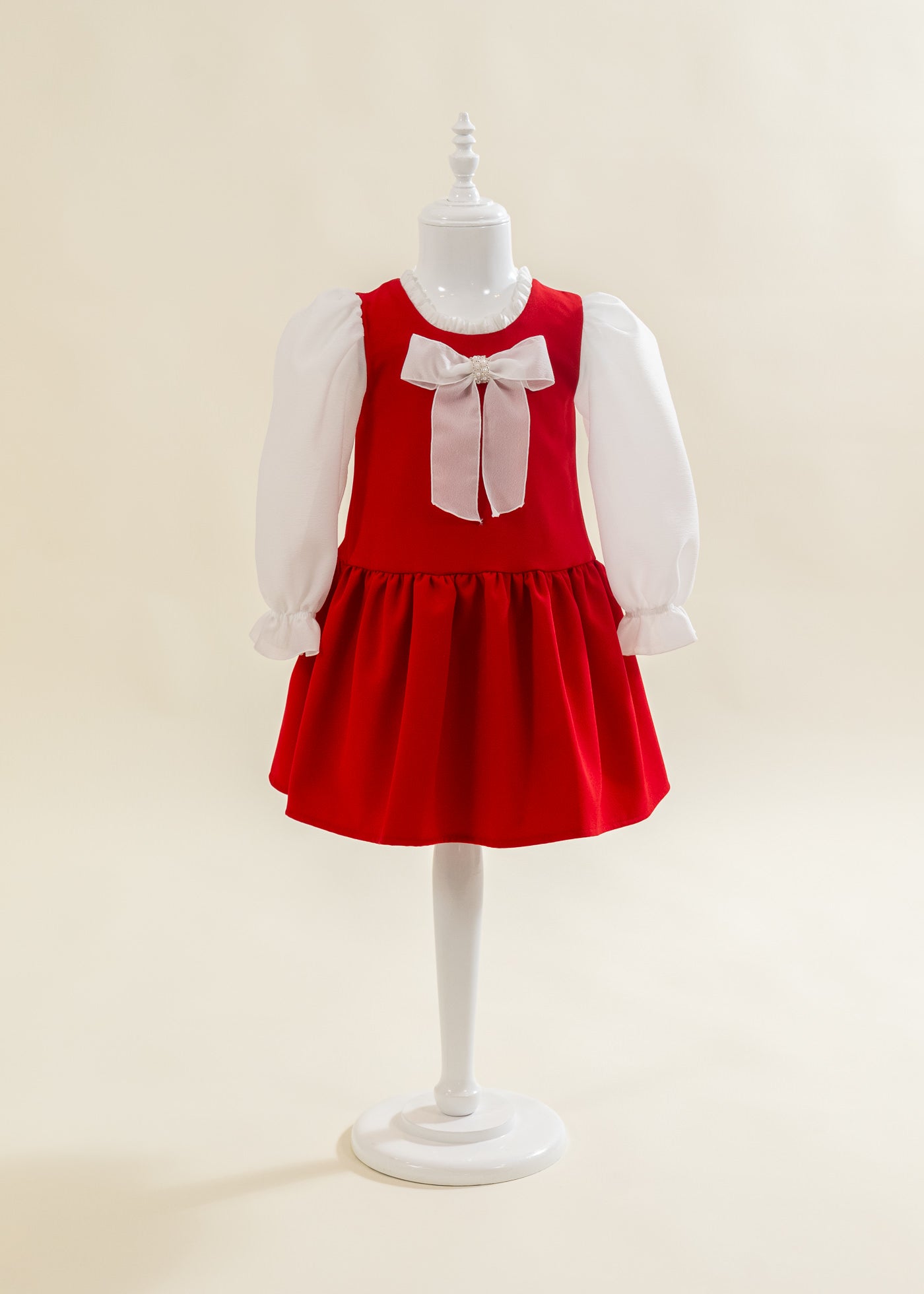 Rochita Rosie Funda Crem Cu Perle AnneBebe