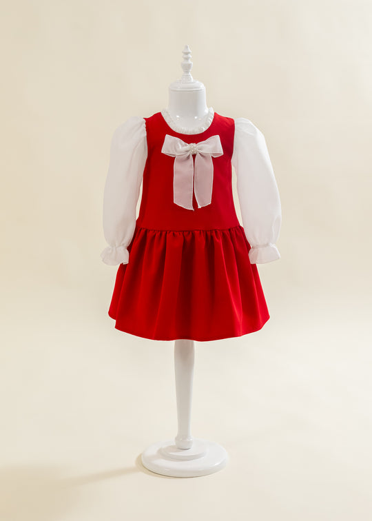 Rochita Rosie Funda Crem Cu Perle AnneBebe