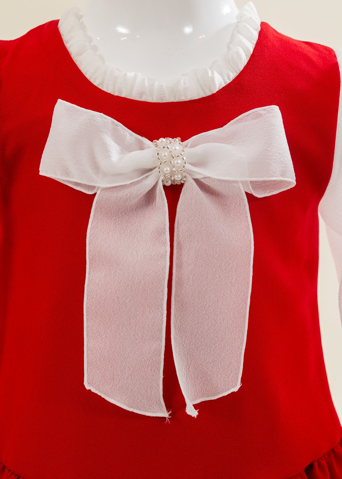 Rochita Rosie Funda Crem Cu Perle AnneBebe