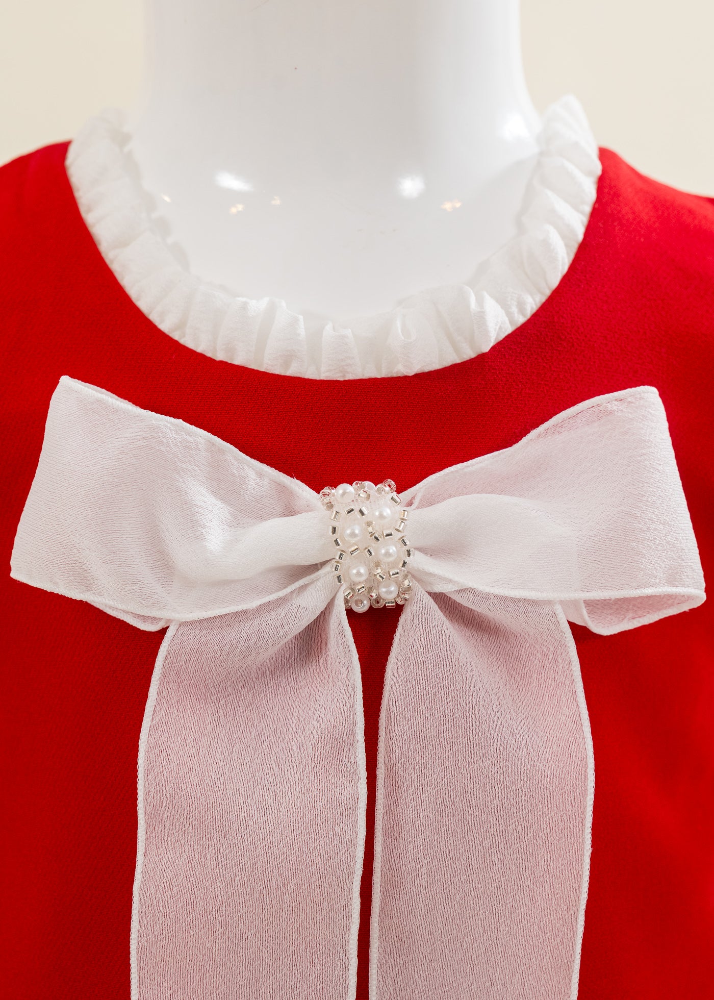 Rochita Rosie Funda Crem Cu Perle AnneBebe