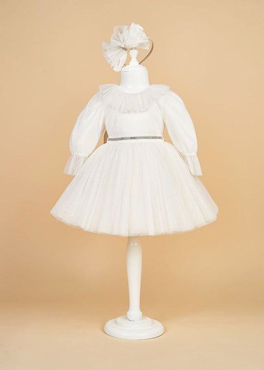 Elegant Dress for Girls Cotton White Tulle AnneBebe