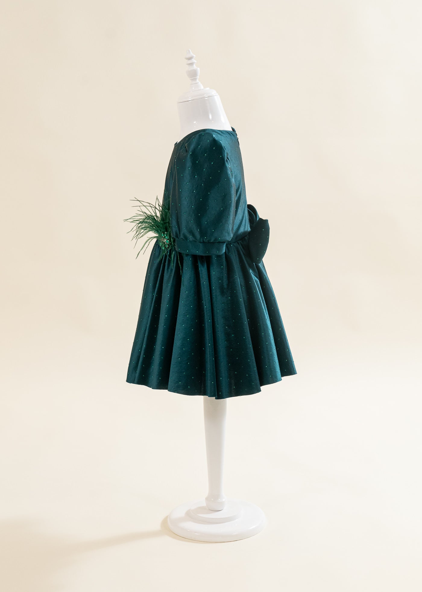 Rochita Verde Cu Pietricele Si Accesoriu Cu Fulgi In Talie AnneBebe