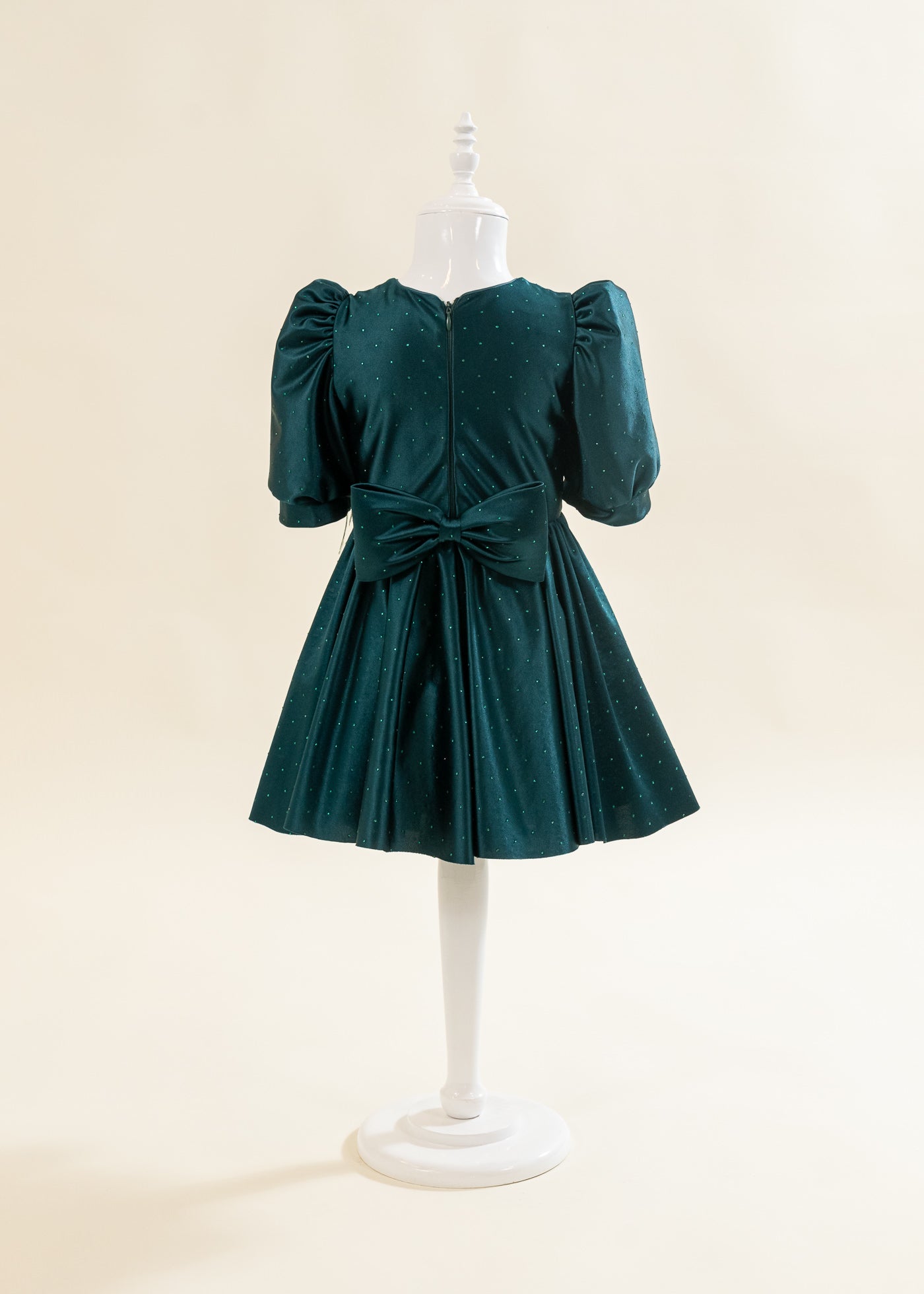 Rochita Verde Cu Pietricele Si Accesoriu Cu Fulgi In Talie AnneBebe