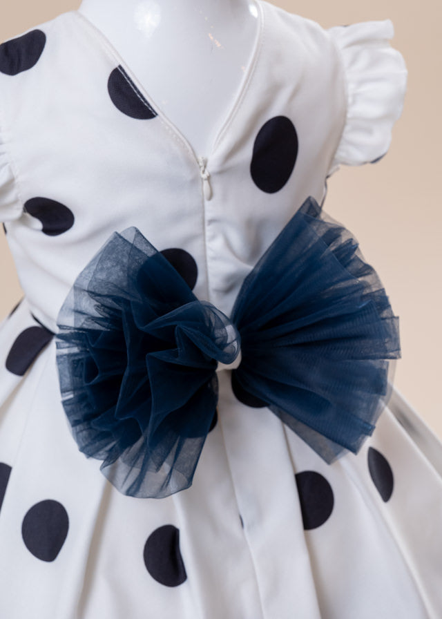 AnneBebe Casual Dress Gizeh Cream Polka Dots Navy Blue 