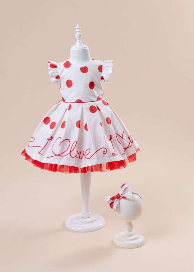 Aria Casual Dress Cotton Cream Red Polka Dots AnneBebe 