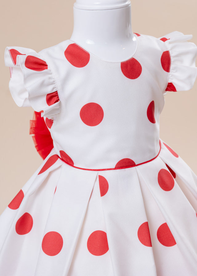 Aria Casual Dress Cotton Cream Red Polka Dots AnneBebe 