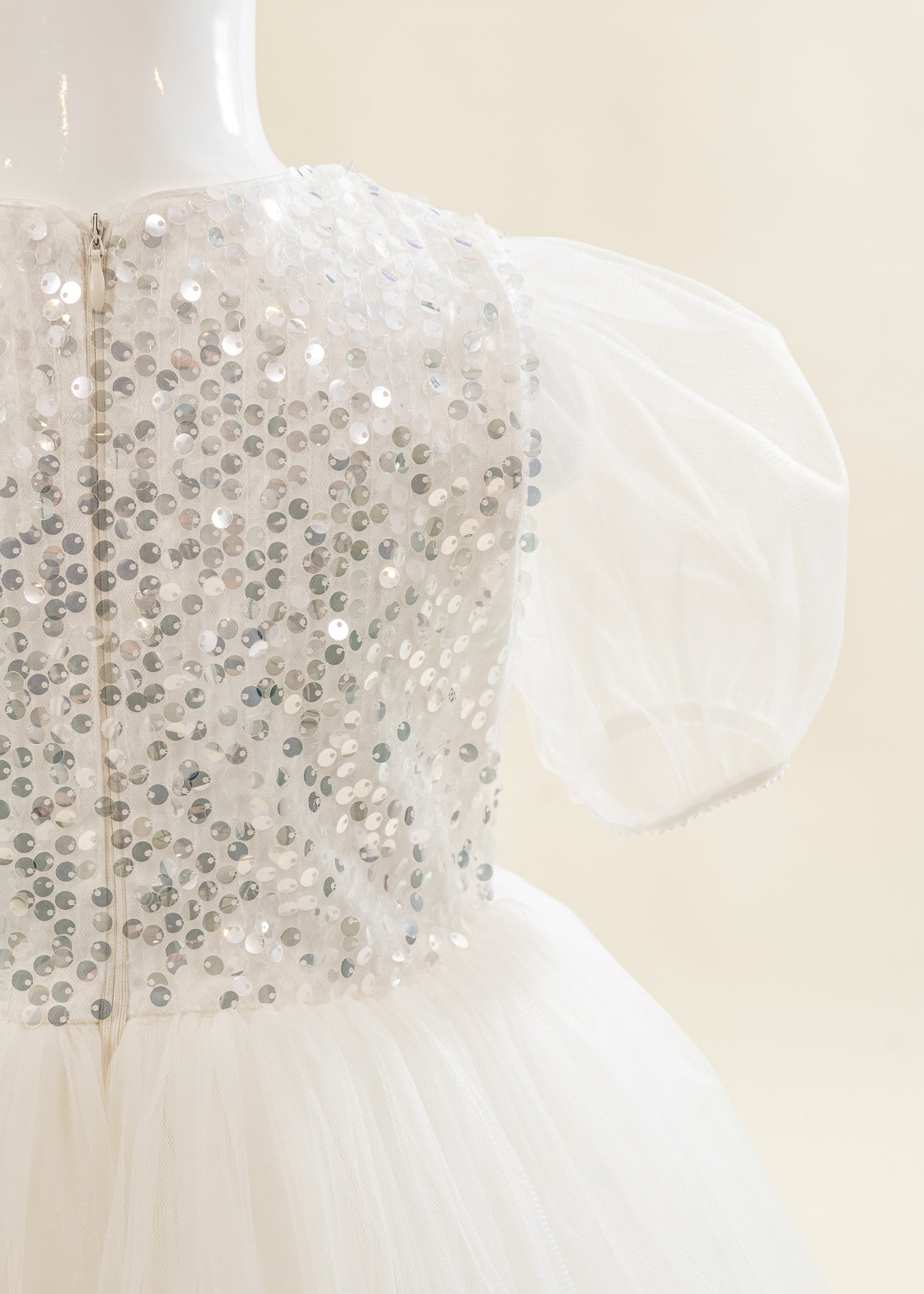 Rochita Fulg De Nea Cu Paiete Argintii Pe Bust AnneBebe