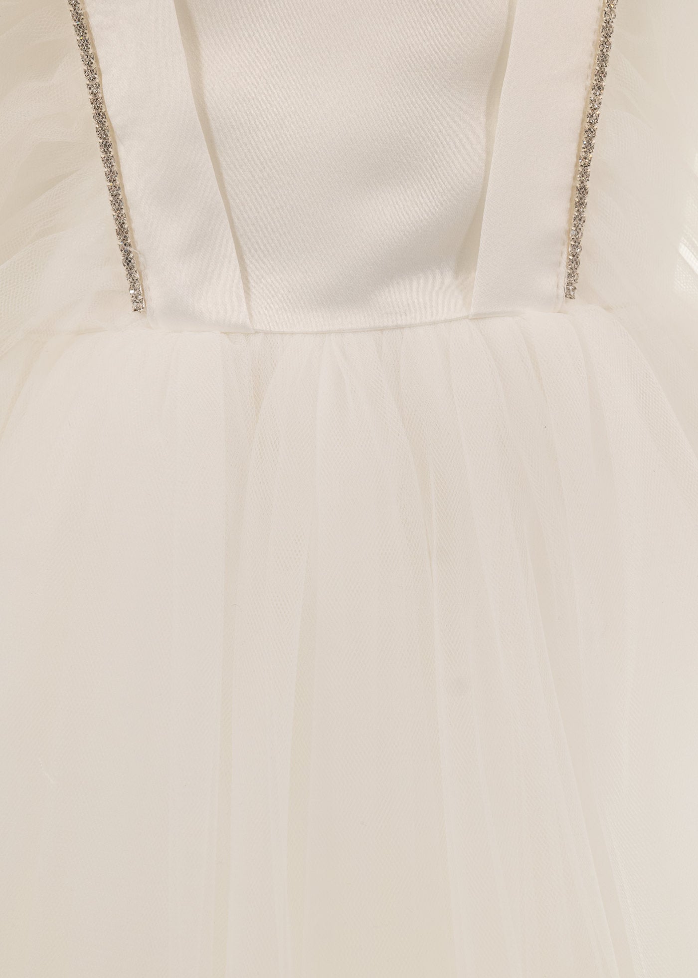 Rochita Crem Volan La Maneca Si Strasuri Argintii AnneBebe