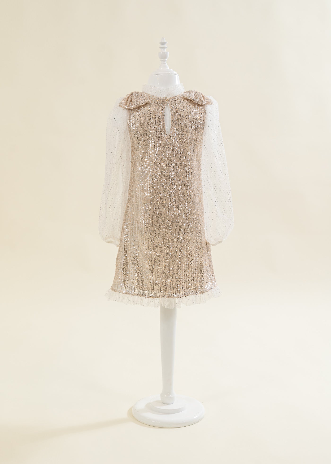 Rochita Aurie Cu Paiete Si Volanas Tull AnneBebe