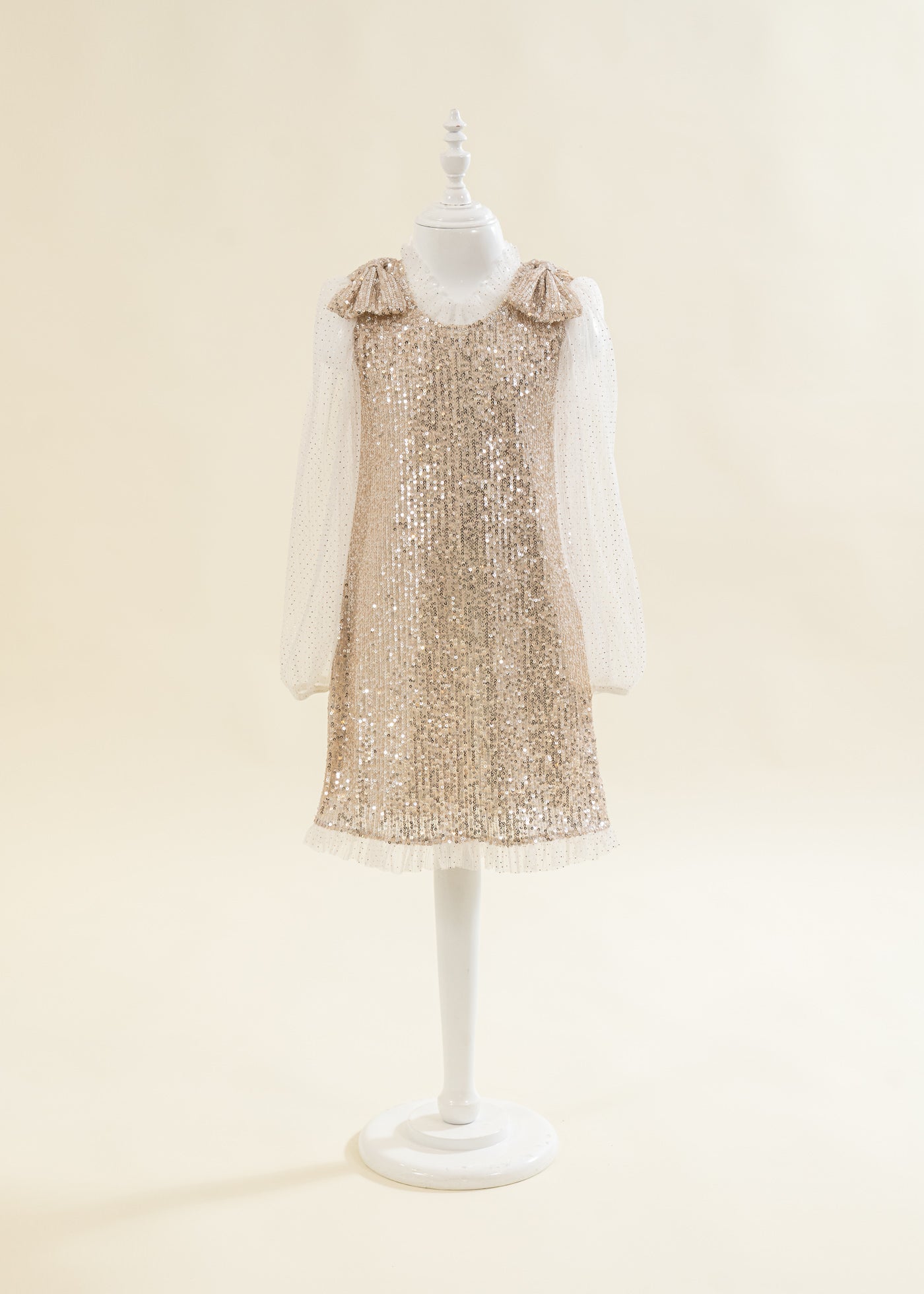 Rochita Aurie Cu Paiete Si Volanas Tull AnneBebe