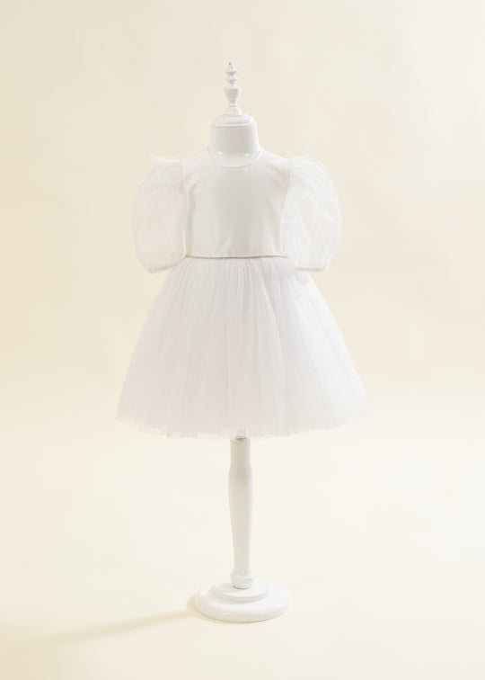 Rochita Fulg De Nea Alba Cu Picouri Si Fulgi La Umar AnneBebe