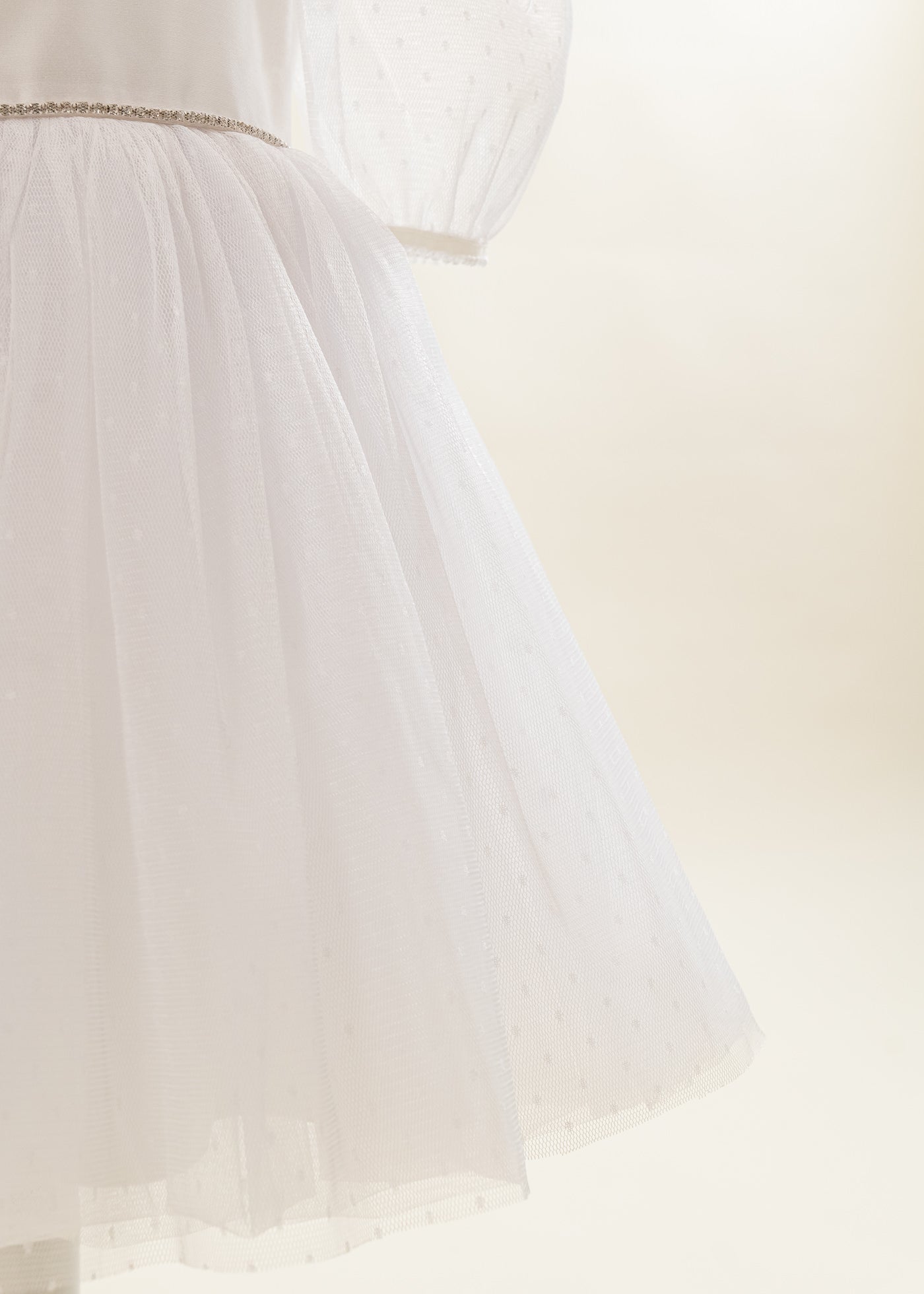 Rochita Fulg De Nea Alba Cu Picouri Si Fulgi La Umar AnneBebe