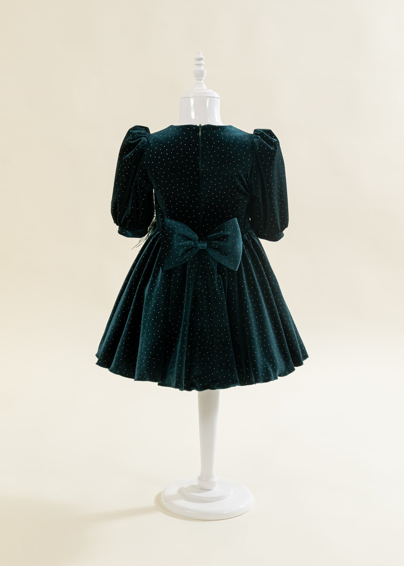 Rochita Catifea Verde Cu Auriu Si Fulgi In Talie AnneBebe