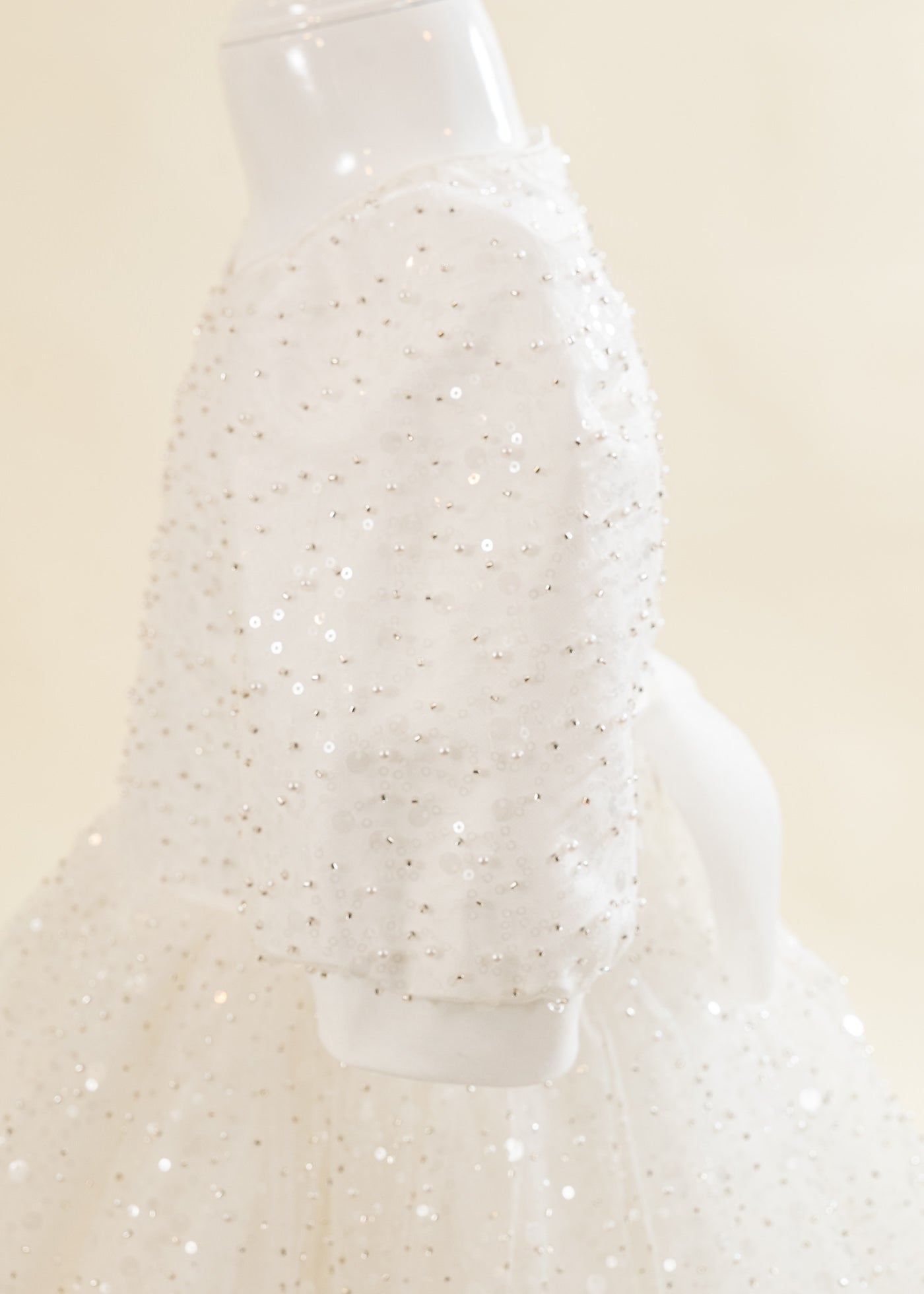 Rochita Eliza Organza Cu Tull Crem Perlute Si Paiete AnneBebe