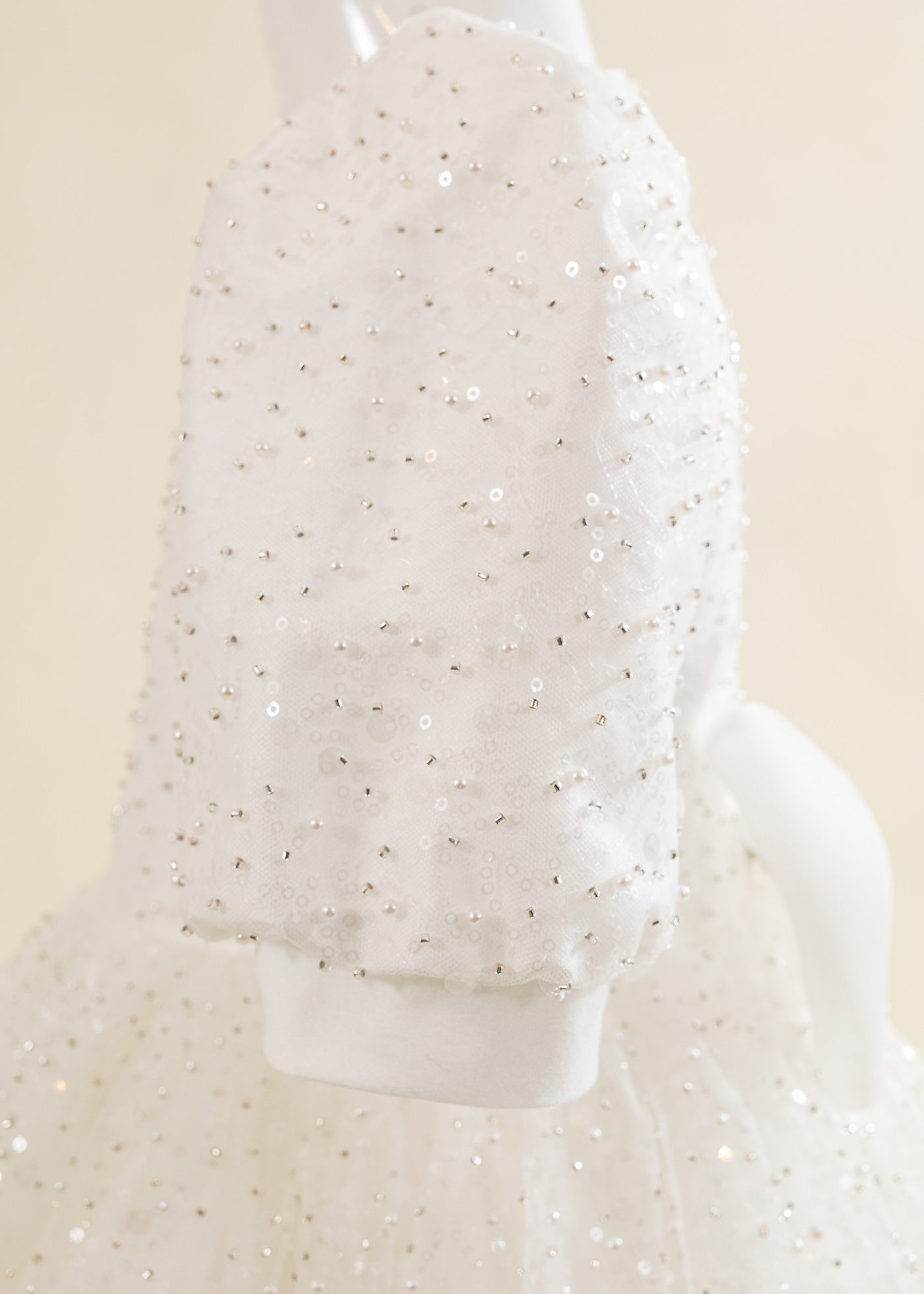 Rochita Eliza Organza Cu Tull Crem Perlute Si Paiete AnneBebe