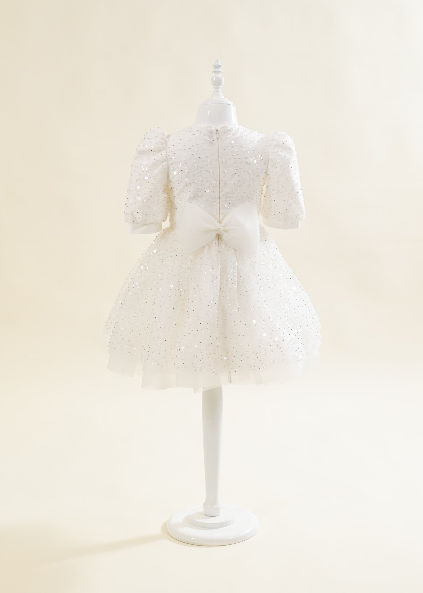 Rochita Eliza Organza Cu Tull Crem Perlute Si Paiete AnneBebe