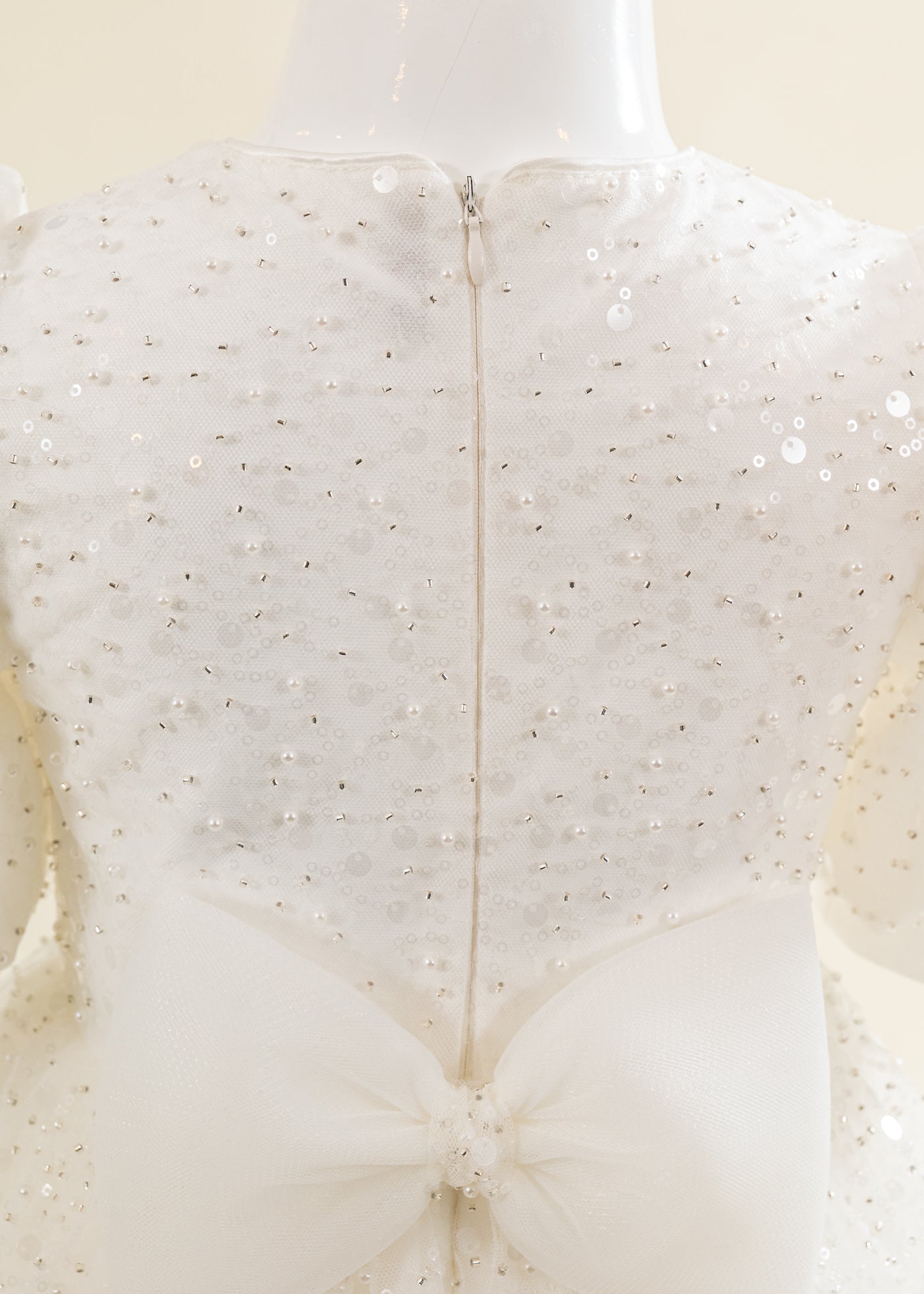 Rochita Eliza Organza Cu Tull Crem Perlute Si Paiete AnneBebe