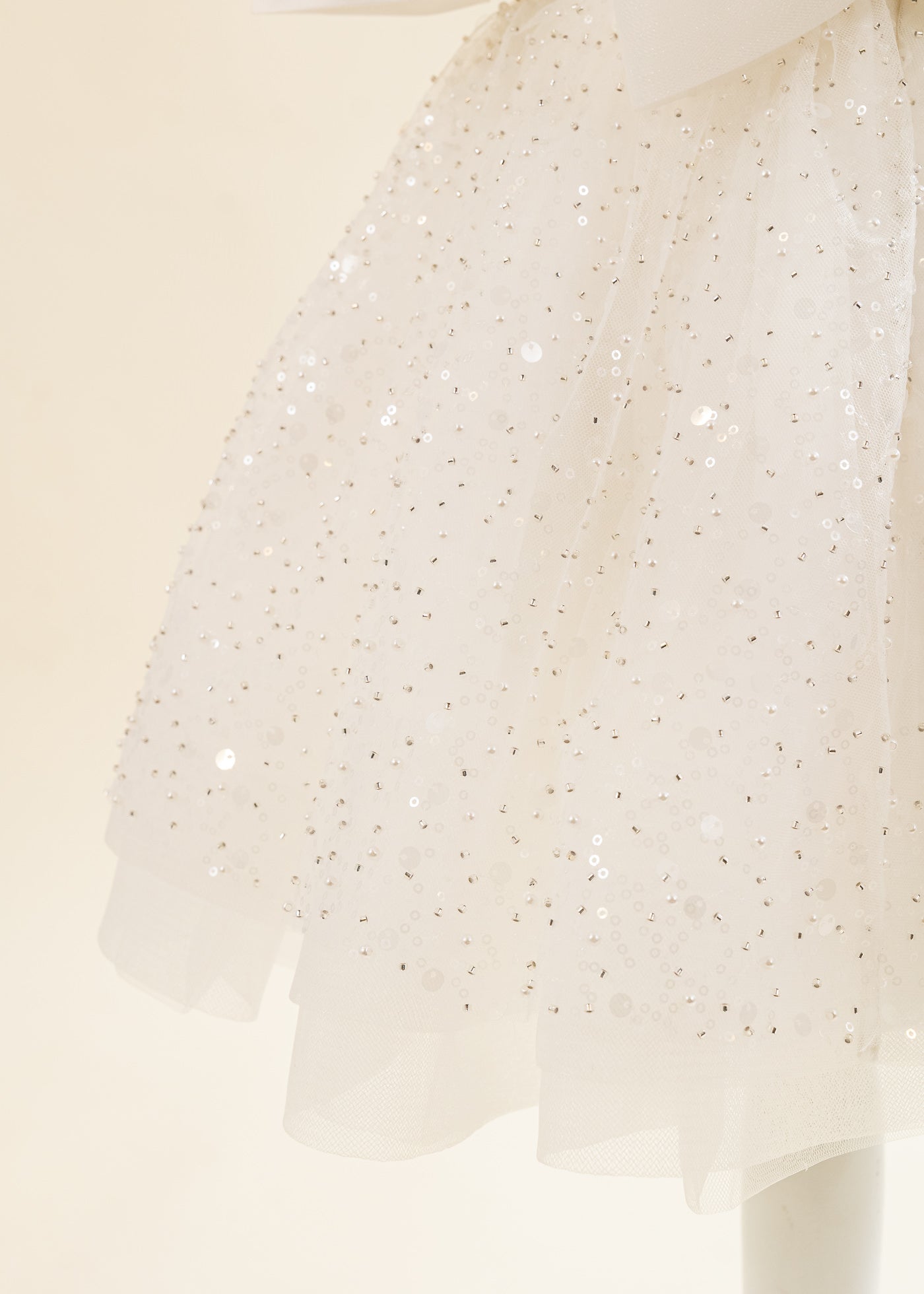 Rochita Eliza Organza Cu Tull Crem Perlute Si Paiete AnneBebe