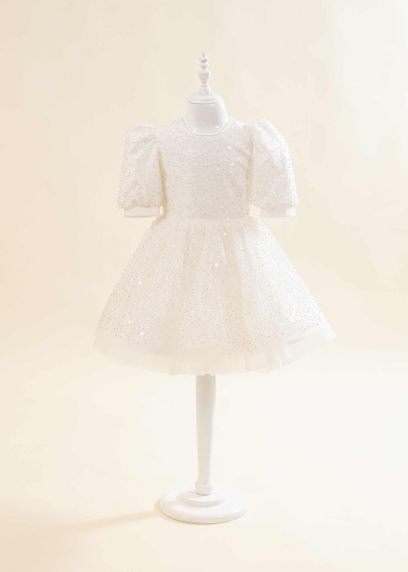 Rochita Eliza Organza Cu Tull Crem Perlute Si Paiete AnneBebe