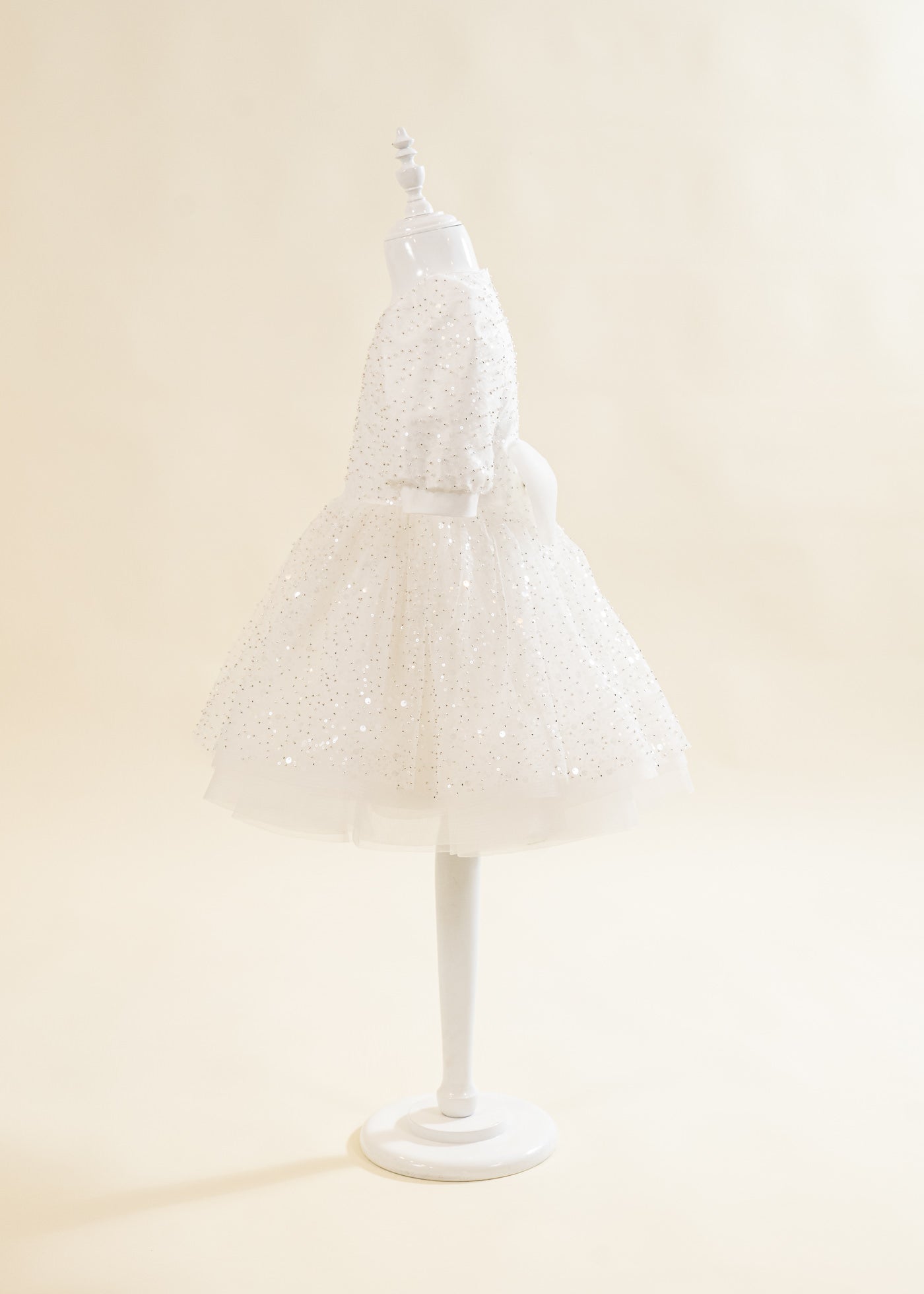 Rochita Eliza Organza Cu Tull Crem Perlute Si Paiete AnneBebe