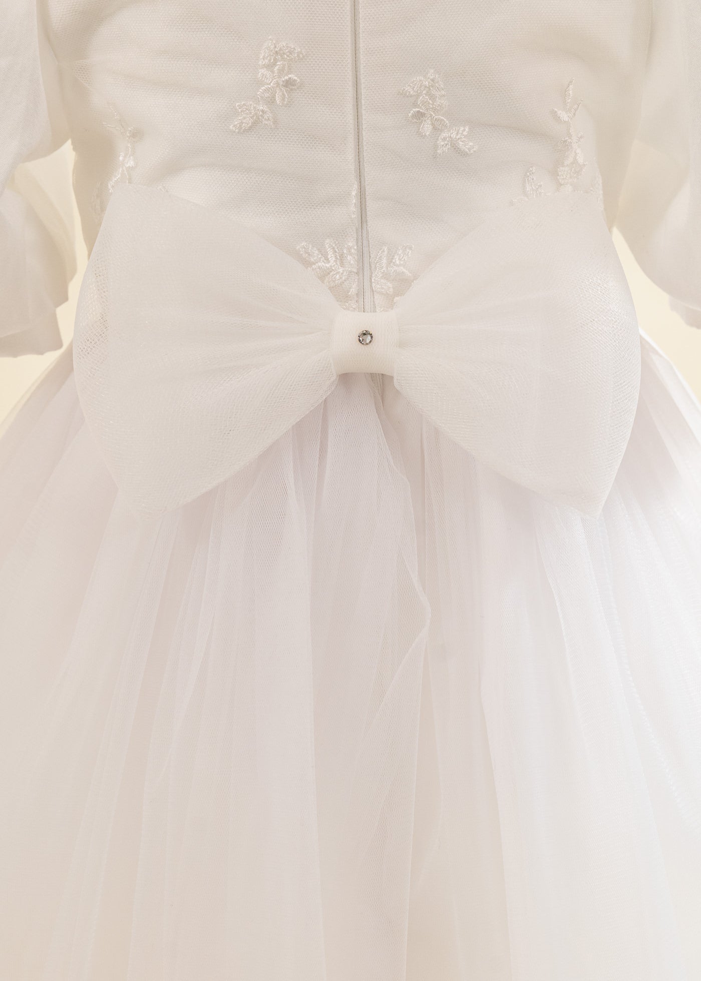 Rochita Alba Bust Dantela Cu Pietricele AnneBebe