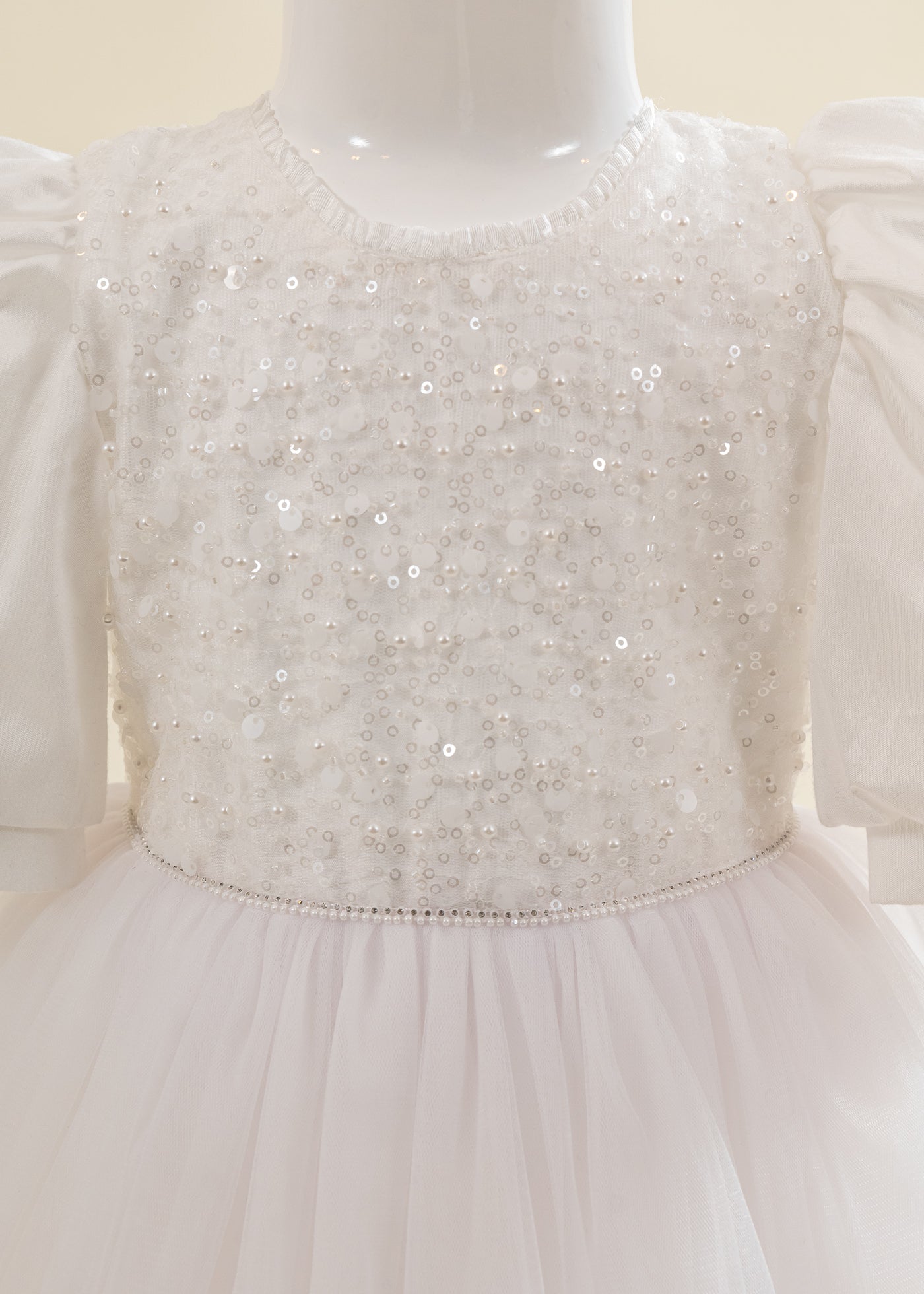 Rochita Alba Bust Paiete Fusta Tull AnneBebe