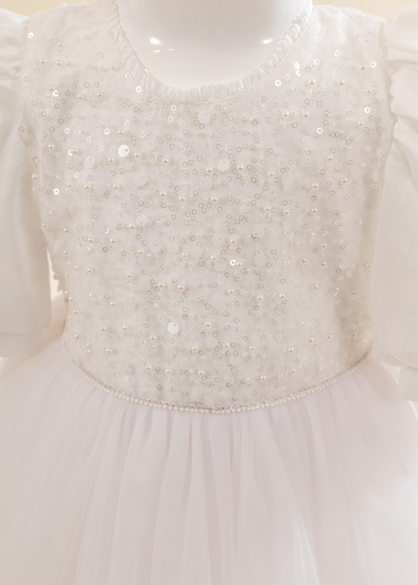 Rochita Alba Bust Paiete Fusta Tull AnneBebe