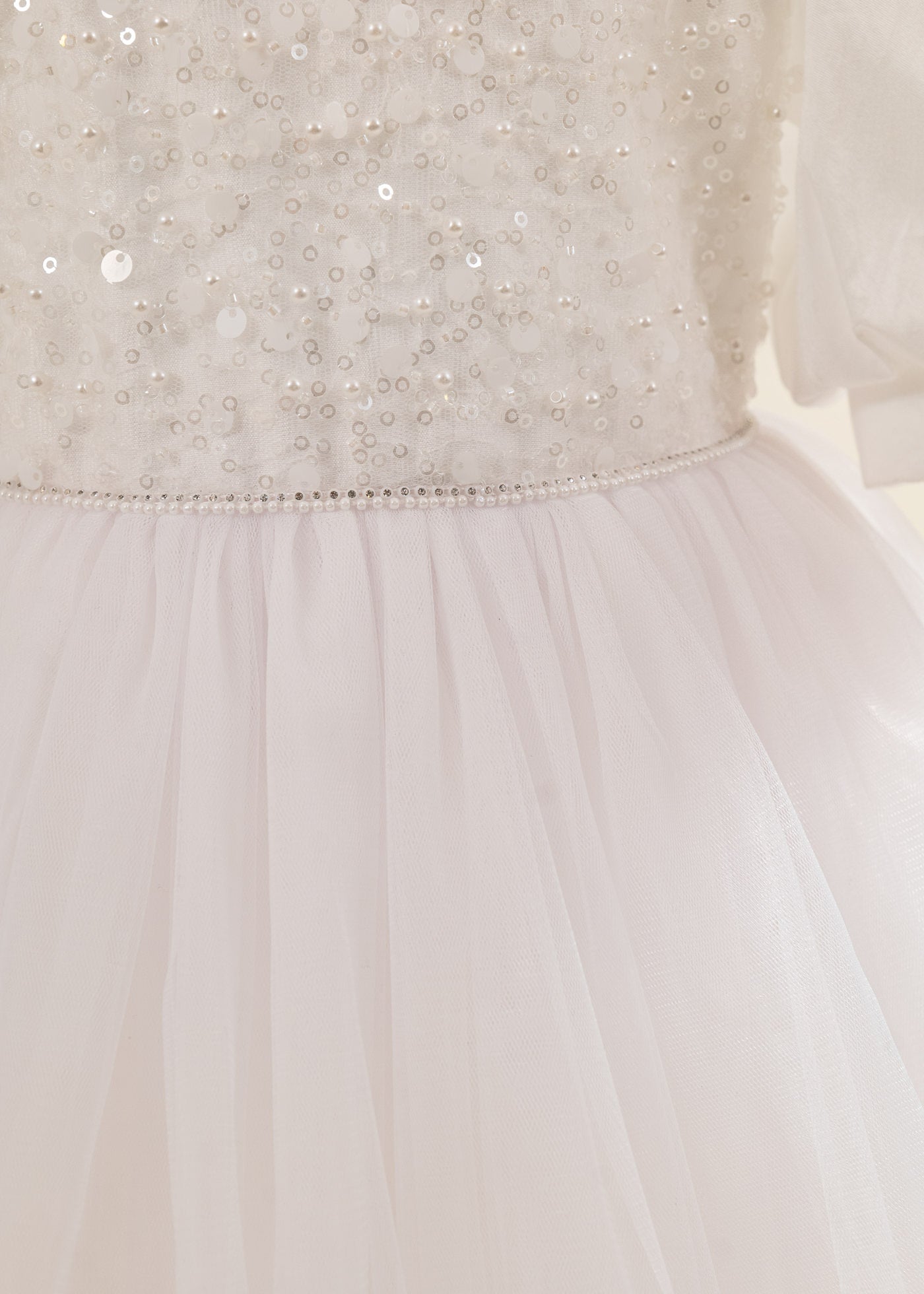 Rochita Alba Bust Paiete Fusta Tull AnneBebe