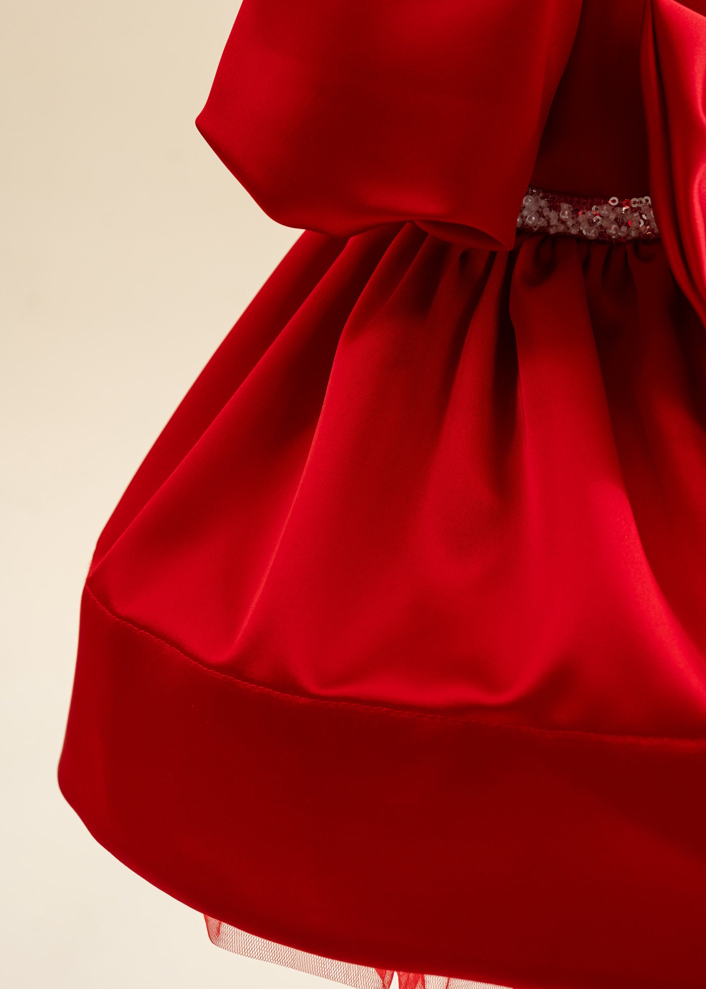 Rochita Tafta Rosie Si Perle Cu Paiete In Talie AnneBebe