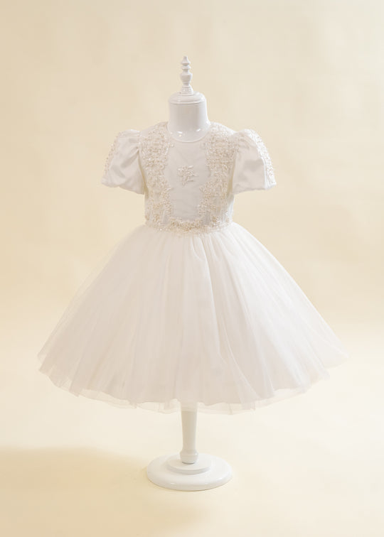 Rochita Crem Cu Trena Bust Dantela Cu Perle AnneBebe