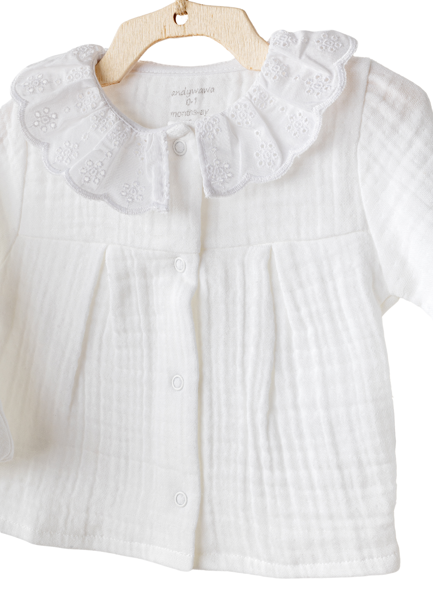 Set 5 Piese Nou Nascut Muselina Alba cu Dantela Bumbac AC25840 Andywawa