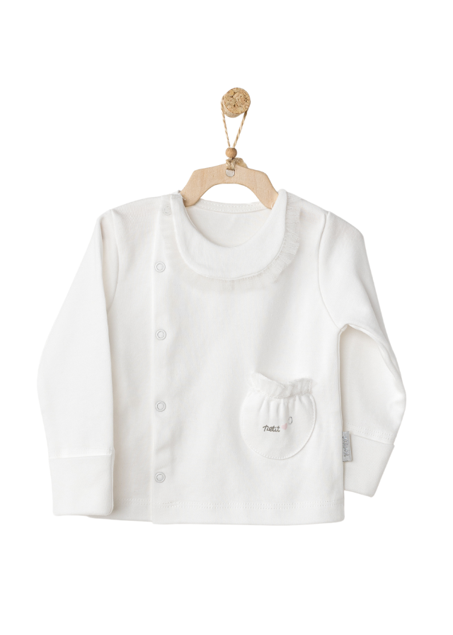 Set 4 Piese Crem Salopeta Bluza Pantaloni si Bentita cu Pampoane din Tulle AC24501 Andywawa