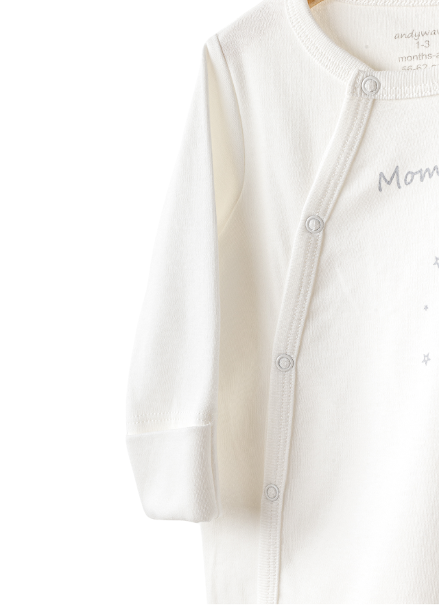 Salopeta Lunga Crem si Fes Gri cu Stele Mommy’s Little Star AC25705 Andywawa