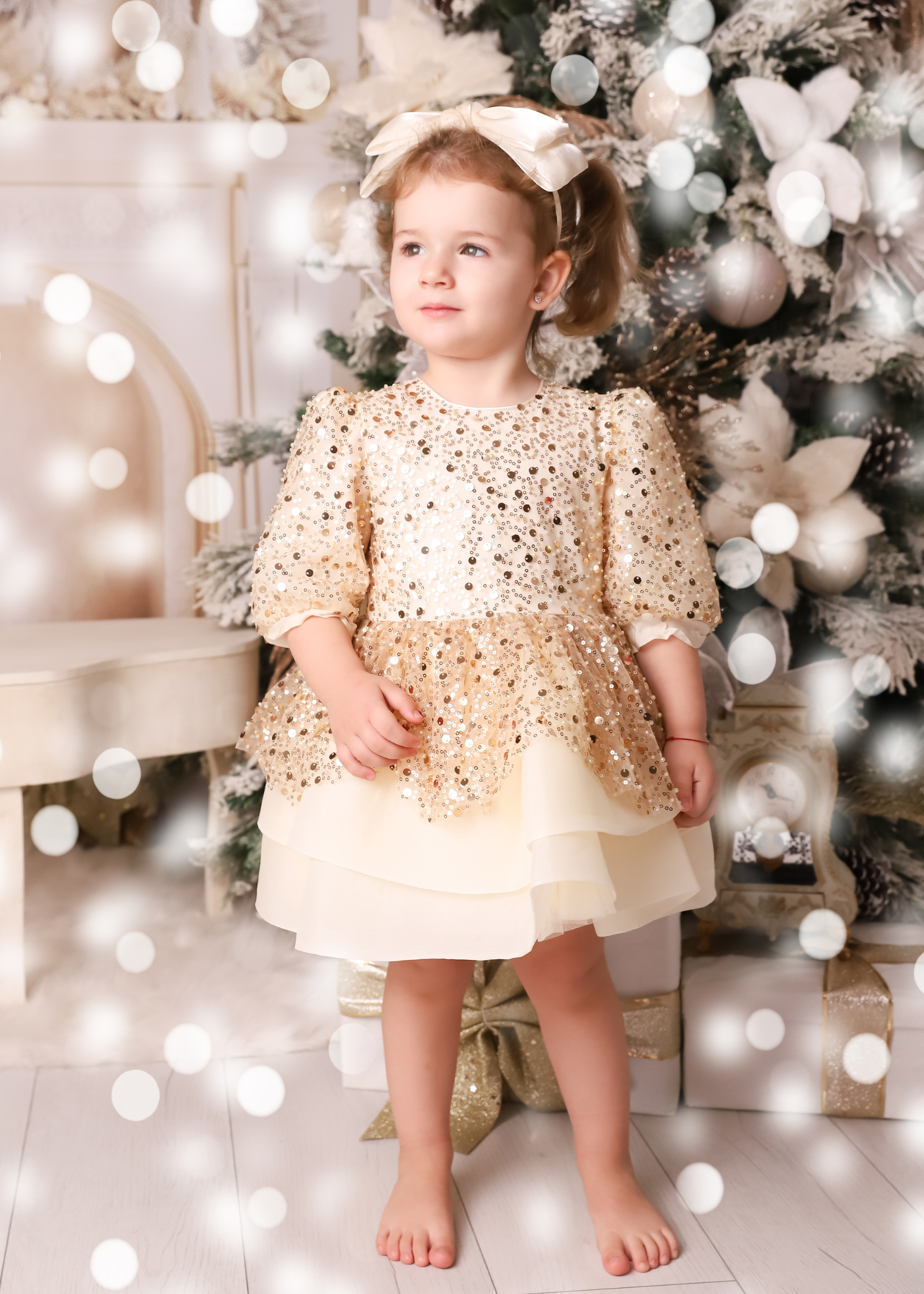 Lucia Tull Cappuccino Dress With Gold Sequins AnneBebe
