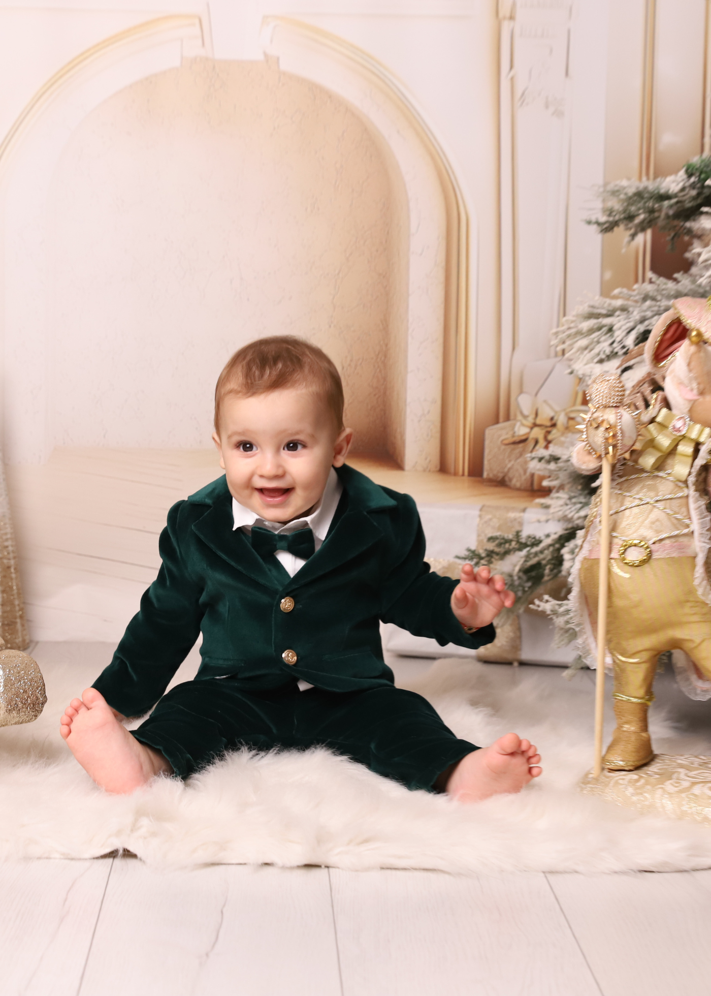 Costum Ayan Catifea Verde AnneBebe