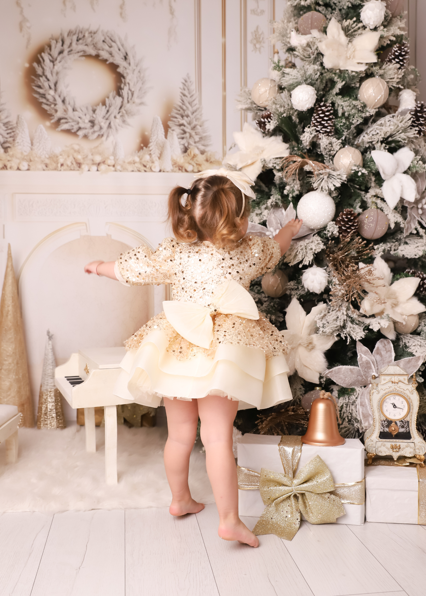 Rochita Lucia Tull Cappuccino Cu Paiete Aurii AnneBebe