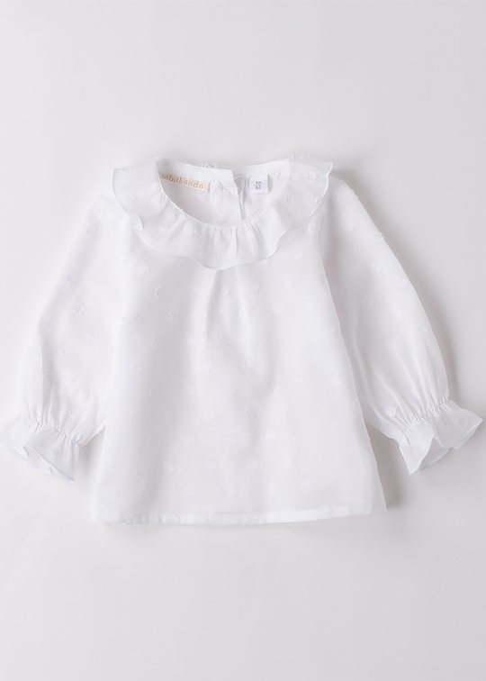 Camasa Alba Cu Maneca Lunga Cu Volan La Guler 3B700.00 Minibanda