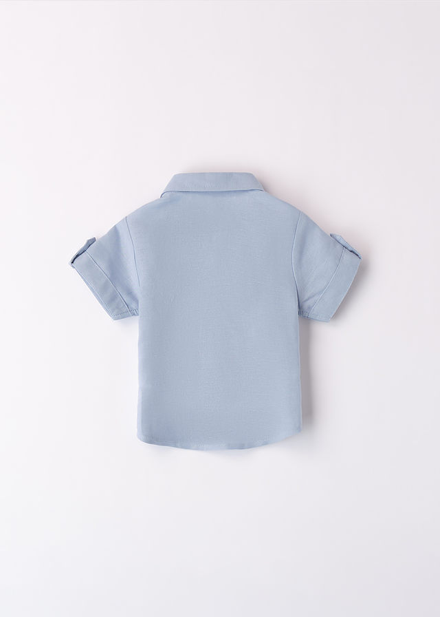 Camasa Bleu Cu Maneca Scurta Din In Cu Bumbac 3B604.00 Minibanda