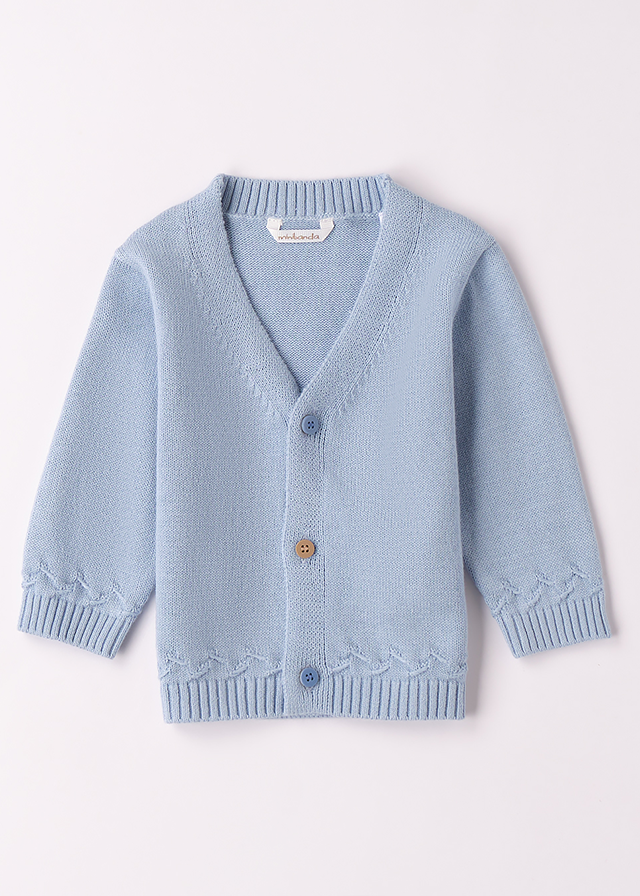 Cardigan Tricotat Bleu Cu Nasturi Bej Si Albastri 3B643.00 Minibanda